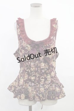 画像1: metamorphose / 【プラスサイズ】ゴブラン風くまちゃんフリルビスチェ プラスサイズ ボルドー H-25-06-18-1025-ME-JA-NS-ZH