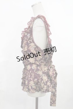 画像2: metamorphose / 【プラスサイズ】ゴブラン風くまちゃんフリルビスチェ プラスサイズ ボルドー H-25-06-18-1025-ME-JA-NS-ZH