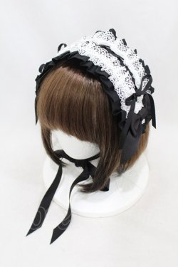 画像1: ALICE and the PIRATES / フランチェスカフリルヘッドドレス  ブラック/オフ白 H-25-06-18-003-PA-AC-NS-ZH