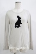 Jane Marple / ラビットフロッキーカットソー  グレー H-25-06-19-045-JM-TO-KB-ZH