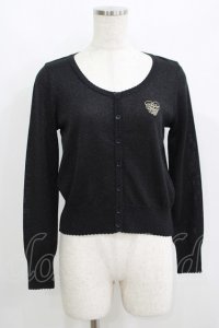 Emily Temple cute / ハートロゴ刺繍ラメニットカーディガン  ブラック H-25-06-19-047-ET-TO-KB-ZH