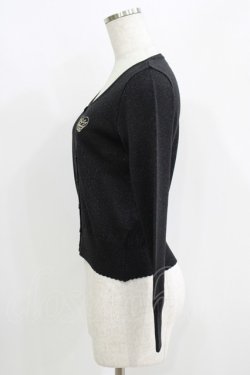 画像2: Emily Temple cute / ハートロゴ刺繍ラメニットカーディガン  ブラック H-25-06-19-047-ET-TO-KB-ZH