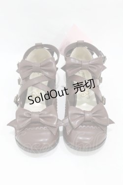 画像1: metamorphose / トリプルリボンクロスストラップシューズ LL（25〜25.5cm） ブラウン H-25-06-19-1001-ME-SH-NS-ZH