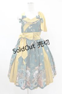 metamorphose / 【プラスサイズ】暁の夢幻灯火 タックジャンパースカート プラスサイズ 深碧(Jasper Green)　 H-25-06-19-1033-ME-OP-NS-ZH