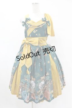 画像1: metamorphose / 【プラスサイズ】暁の夢幻灯火 タックジャンパースカート プラスサイズ 深碧(Jasper Green)　 H-25-06-19-1033-ME-OP-NS-ZH