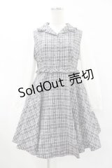 evelyn / 襟フリルチェックワンピース Free グレー H-25-06-19-1039-LO-OP-NS-ZH