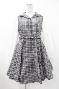 evelyn / 襟フリルチェックワンピース Free グレー H-25-06-19-1039-LO-OP-NS-ZH