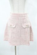 Ank Rouge / MIXツイード台形ミニスカート M ピンク H-25-06-19-1047-CA-SK-NS-ZH