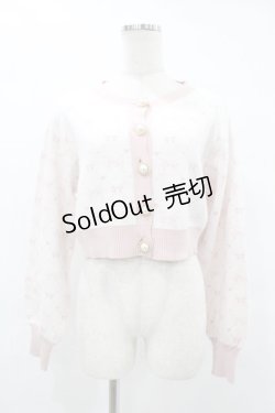 画像1: Princess Melody / モノグラムショートカーデ Free オフ/ピンク H-25-06-19-1061-EL-TO-NS-ZH