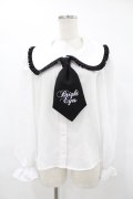 Ank Rouge / 配色フリルネクタイブラウス M オフ/ブラック H-25-06-19-1063-CA-BL-NS-ZH