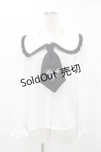 Ank Rouge / 配色フリルネクタイブラウス M オフ/ブラック H-25-06-19-1063-CA-BL-NS-ZH