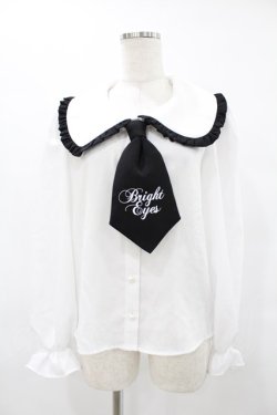画像1: Ank Rouge / 配色フリルネクタイブラウス M オフ/ブラック H-25-06-19-1063-CA-BL-NS-ZH