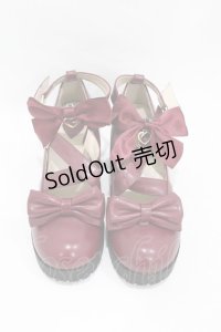Amavel / リボン付きクロス厚底パンプス M ボルドー H-25-06-19-1002-CA-SH-NS-ZH