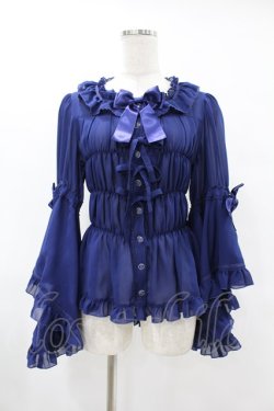 画像1: metamorphose / スクエアあきロング姫袖ブラウス サイズ1 ネイビー H-25-06-19-1026-ME-BL-NS-ZH