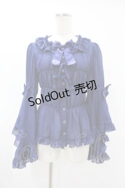 画像1: metamorphose / スクエアあきロング姫袖ブラウス サイズ1 ネイビー H-25-06-19-1026-ME-BL-NS-ZH