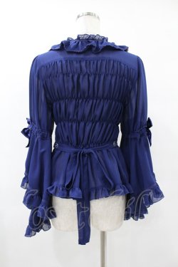 画像2: metamorphose / スクエアあきロング姫袖ブラウス サイズ1 ネイビー H-25-06-19-1026-ME-BL-NS-ZH
