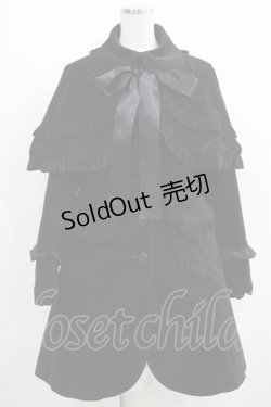 画像1: PEACE NOW / ケープ付フリル別珍コート  ブラック H-25-06-19-002-PU-CO-KB-ZH