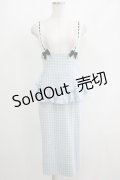 Katie / SUNDAY CHECK apron skirt S BLUE H-25-06-19-025-LO-SK-KB-ZH