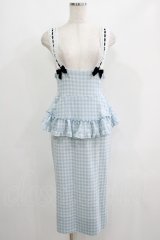 Katie / SUNDAY CHECK apron skirt S BLUE H-25-06-19-025-LO-SK-KB-ZH