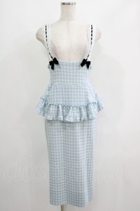 Katie / SUNDAY CHECK apron skirt S BLUE H-25-06-19-025-LO-SK-KB-ZH