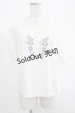 画像1: Fi.n.t / サークルフラワー刺繍オフショルブラウス Free オフ H-25-06-20-028-CA-BL-NS-ZH