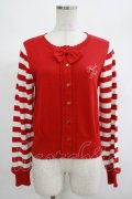 Angelic Pretty / ロゴ刺繍ボーダーニットカーディガン Free アカ H-25-06-20-044-AP-TO-NS-ZH
