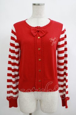 画像1: Angelic Pretty / ロゴ刺繍ボーダーニットカーディガン Free アカ H-25-06-20-044-AP-TO-NS-ZH