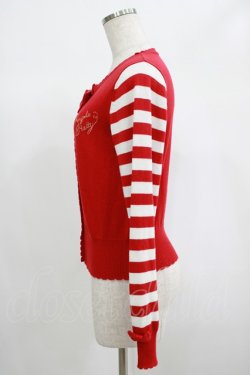 画像2: Angelic Pretty / ロゴ刺繍ボーダーニットカーディガン Free アカ H-25-06-20-044-AP-TO-NS-ZH
