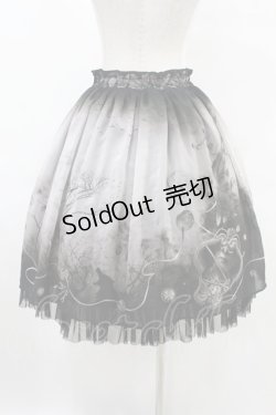 画像2: abilletage / ヴィランズ柄シフォンスカート(ミディアム) ミディアム丈 ブラック H-25-09-30-007-GO-SK-KB-ZH
