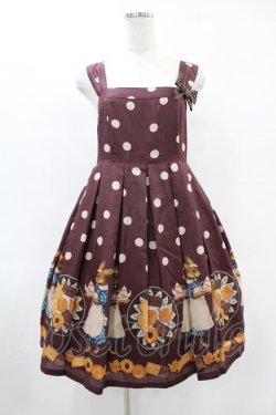 画像1: Leur Getter / Rabbit tea time水玉ブローチ付きキャミワンピース  ワイン H-25-06-20-1035-LU-OP-KB-ZH