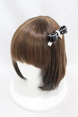 画像1: Leur Getter / リボンバレッタ  オフ×黒 H-25-06-20-1006-LU-AC-KB-ZH
