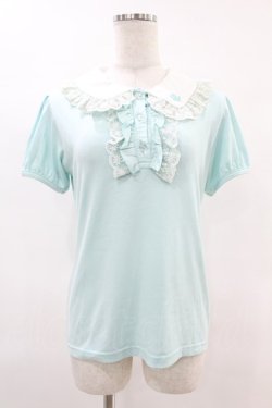 画像1: ALGONQUINS / 刺繍襟パフカットソー  ミント H-25-06-20-1046-AL-TO-KB-ZH