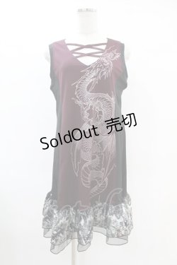 画像1: Qutie Frash / チュニックワンピース  黒×エンジ H-25-06-20-1026-QU-OP-KB-ZH