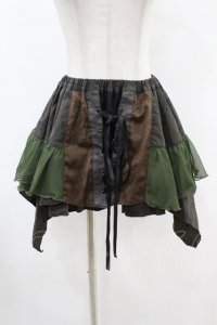 STEAM / イレギュラーフリルミニスカート  茶×カーキ H-25-06-20-1027-HN-SK-KB-ZH