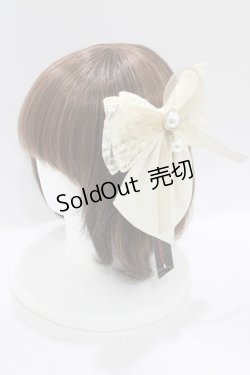 画像1: Diable baiser / レースサテンフェミニンリボンバレッタ  アイボリー H-25-06-20-061-GO-AC-NS-ZH