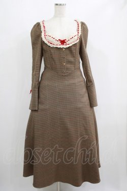 画像1: LACEMADE / 「公爵の荘園」千鳥格子コルセットドレス M ブラウン H-25-06-20-007-GO-OP-NS-ZH