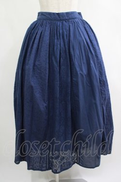 画像1: axes femme / 縦切り替え刺繍スカート M ネイビー H-25-06-20-015-AX-SK-NS-ZH