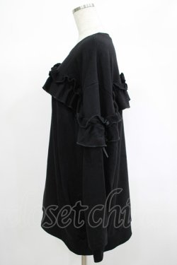 画像2: DearMyLoveRose / 選べるフリルリボンスウェットトップス LL~3L ブラック H-25-06-20-023-EL-TO-NS-ZH