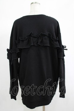 画像3: DearMyLoveRose / 選べるフリルリボンスウェットトップス LL~3L ブラック H-25-06-20-023-EL-TO-NS-ZH
