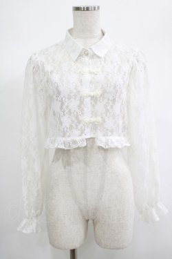 画像1: axes femme POETIQUE / チャイナボタンレースブラウス M オフ H-25-06-20-024-AX-BL-NS-ZH