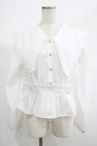 DearMyLoveRose / ビッグフリル襟ペプラムブラウス LL オフ H-25-06-20-025-EL-BL-NS-ZH