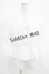 DearMyLoveRose / ビッグフリル襟ペプラムブラウス LL オフ H-25-06-20-025-EL-BL-NS-ZH