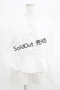 画像1: DearMyLoveRose / ビッグフリル襟ペプラムブラウス LL オフ H-25-06-20-025-EL-BL-NS-ZH