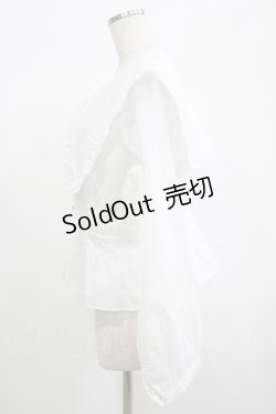 画像2: DearMyLoveRose / ビッグフリル襟ペプラムブラウス LL オフ H-25-06-20-025-EL-BL-NS-ZH