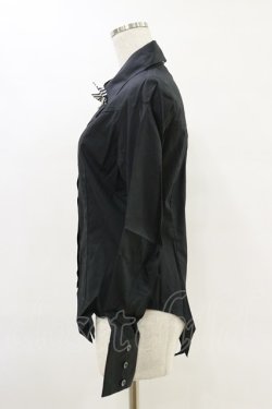 画像3: PEACE NOW / ストライプタイ付ブラウス  黒 H-25-06-21-049-PU-BL-KB-ZH
