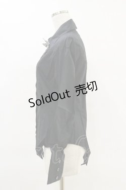 画像3: PEACE NOW / ストライプタイ付ブラウス  黒 H-25-06-21-049-PU-BL-KB-ZH