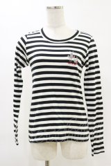 PEACE NOW / ボーダーカットソー  黒×白 H-25-06-21-053-PU-TO-KB-ZH