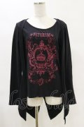 PUTUMAYO / 王冠紋章レイヤードカットソー  黒×赤 H-25-06-21-055-PT-TO-KB-ZH