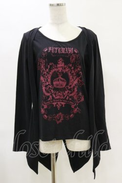 画像1: PUTUMAYO / 王冠紋章レイヤードカットソー  黒×赤 H-25-06-21-055-PT-TO-KB-ZH