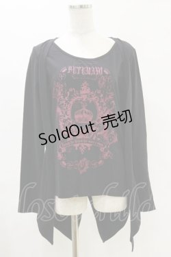 画像1: PUTUMAYO / 王冠紋章レイヤードカットソー  黒×赤 H-25-06-21-055-PT-TO-KB-ZH